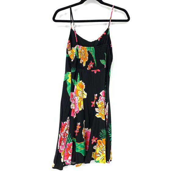 Old Navy Women's Size Medium Shirred Back Sundress Black Floral A-Line - Picture 2 of 6